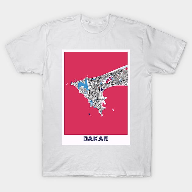 Dakar - Senegal MilkTea City Map T-Shirt by tienstencil